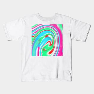 Green pink blue watercolor abstract paint effect Kids T-Shirt